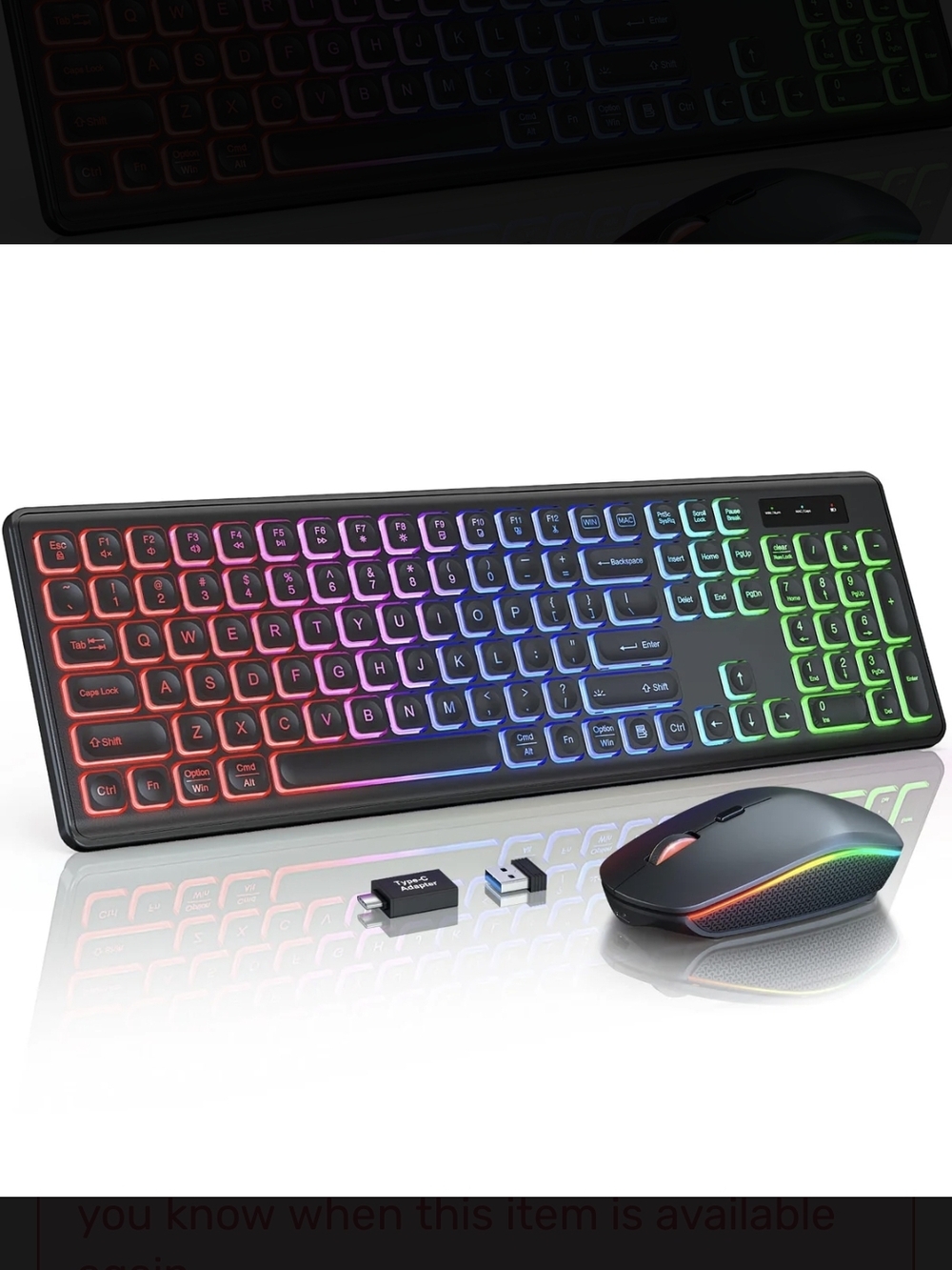 RGB Wireless Keyboard and Mouse Combo - Black